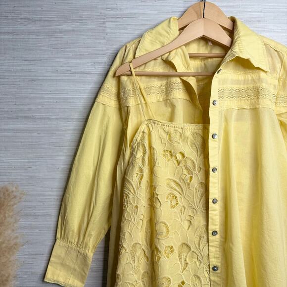 Free People set co-ord matching set dress and shirt floral embroidery Small - Picture 3 of 9